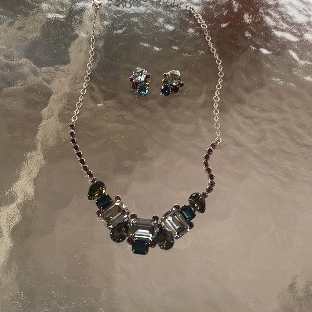 Sorrelli Eggplant $ Blue Necklace  & Matching Earrings.